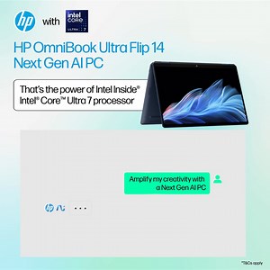 Work your way in any mode. The HP OmniBook Ultra Flip 14 Next Gen AI PC with AI accelerating Intel® Core™ Ultra 7 processor provides ultimate flexibility thanks to its sleek, lightweight 2-in-1 design. #IntelCoreUltra | HP Singapore