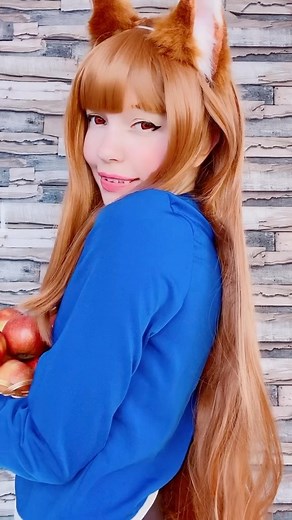 ✨ Murrning Glow ✨ on Instagram: "What is your girl / boy dinner? Mine probably be just brick of cheese 🗿 #holo #spiceandwolf #animecosplay #animegirl #wolfgirl #animalears #kawaiicosplay #tiktokcringe"