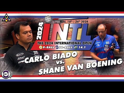14.1 Straight Pool - SHANE VAN BOENING vs CARLO BIADO - 2024 International Open Straight Pool
