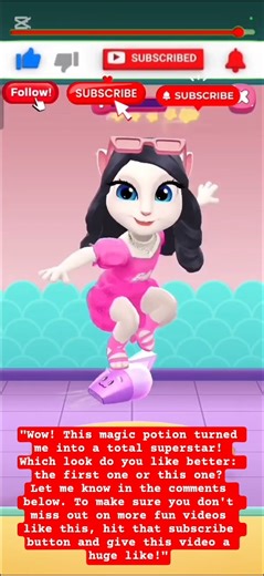 Angela's Magic Transformation! ✨ Green Rocker or Pink Princess? 💖#TalkingAngela #MyTalkingAngela