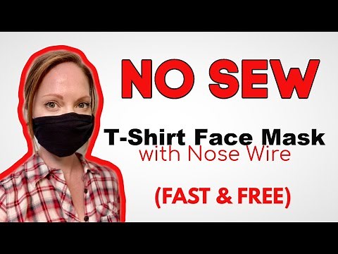 No Sew T-shirt Face Mask With Nose Wire-Washable & Reusable