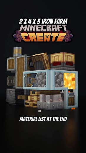 2 x 4 x 3 Iron Farm Minecraft Create #minecraft #createmod #minecraftmod #tutorials #fyp