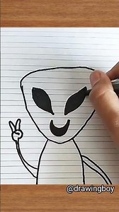 Cute Funny Alien Drawing #drawing
