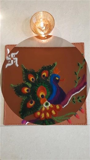 Rangoli design Peacock Indian art form