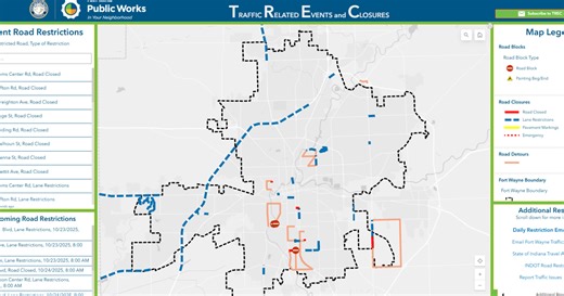Fort Wayne's TRECtheFort site offers real-time traffic alerts and detours