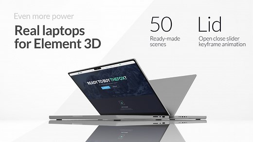 Photorealistic Laptop Mockups for After Effects and Element 3D