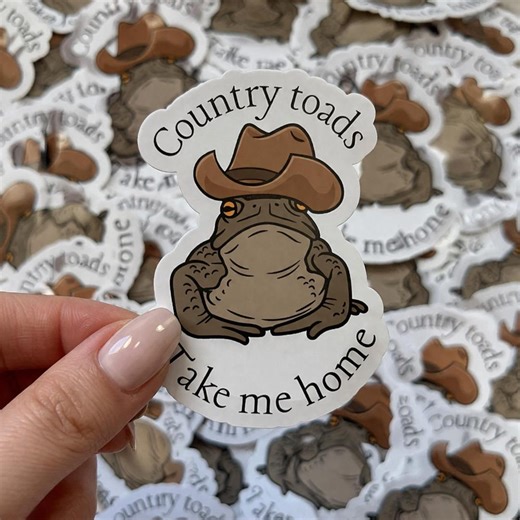 Country Frog Sticker | Cowboy Toad Decal, Waterproof Vinyl Meme Art