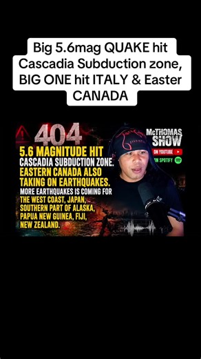 Big 5.6mag QUAKE hit Cascadia Subduction zone, BIG ONE hit ITALY & Easter CANADA #fyp #viral #foryourpage #california #italy