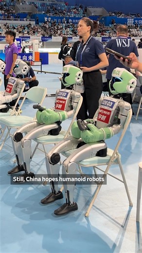 At the World Humanoid Robot Games in Beijing earlier this month, more than 500 humanoid robots competed in both sporting events and real-world tasks such as moving boxes, delivering luggage and cleaning rooms. Read more: https://on.wsj.com/4mGlZdG | The Wall Street Journal