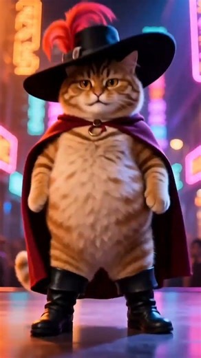 Cavalier Cat Drops Hip Hop Routine on Neon Street 😼🔥 #shorts