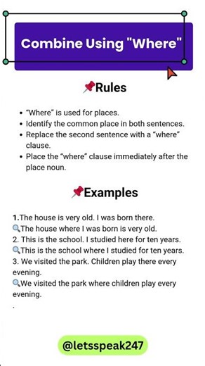 Combine Two Sentences Using Where | Class 10 & 12 English Grammar #class12english