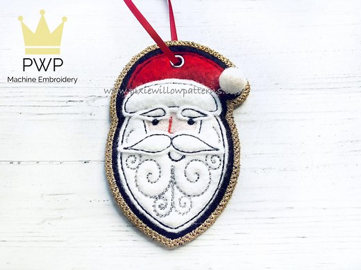 ITH Santa Head Machine Embroidery Design: Christmas Hanging Decoration (for 4x4 & 6x10 Hoops) - Etsy