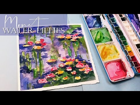 Monet Water Lilies Painting /Watercolor Demo/ Watercolor Painting Ideas