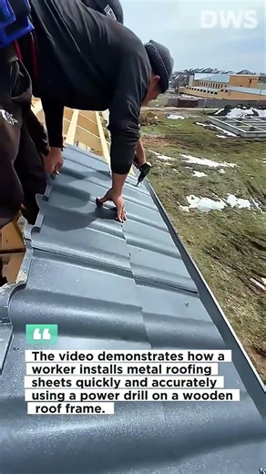 Fast Metal Roof Installation Using Power Drill | Professional Roofing Work
