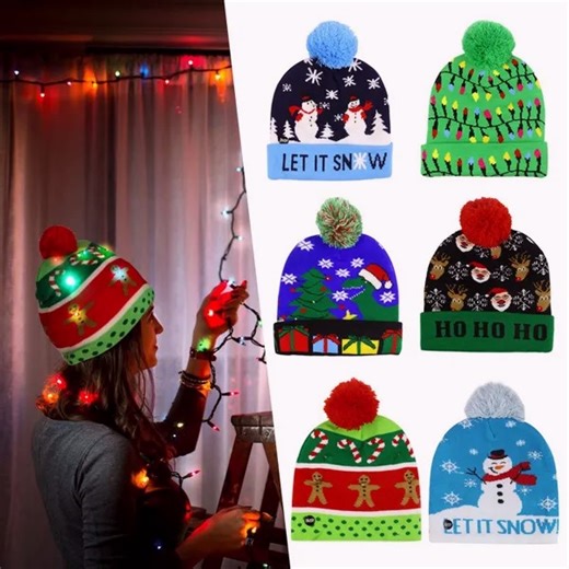 🎅🎄Funny knitted Christmas hat With led light ✨ Add a bit of Fun and Sparkle to your festivities this Christmas season! 👉 | Explainout&s