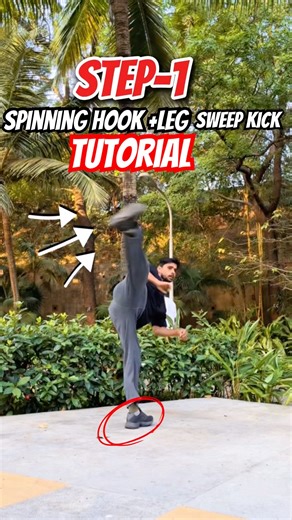 Kungfu Spinning hook + leg sweep kick tutorial🥋💥#kungfu #kick #trending #viral #shorts #ufc #short