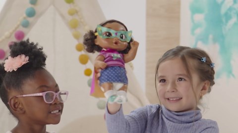 Baby Alive Super BFF Katie Kat Black Hair Dress Up Baby Doll Playset, 11 Inches, Toys for 3 Year Old Girls & Boys & Up (Amazon Exclusive)