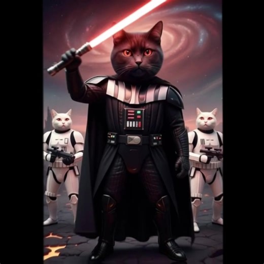Star Wars Cats: Cat Vader Wields Lightsaber with Stormtroopers #CatVader #StarWarsCats #FunnyCats #CatVideo