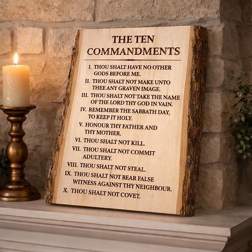 Laser Engraved Ten Commandments Wood Slab | Christian Wall Art - Etsy
