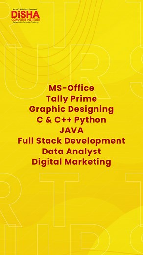 🎯 Boost Your Career with a DCGA Diploma! Get up to 75% OFF on the most in-demand course — Graphics & Office Automation 💻✨ 💼 One Course, Endless Career Opportunities! 📍 Rajarampuri Branch, Kolhapur 📞 Contact: 093707 01172 | DISHA Computer Institute Kolhapur