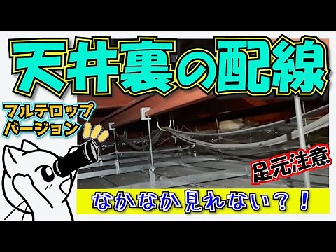天井裏の歩き方や配線など解説見せます。電気工事屋による天井の部材や立ち回り方法を説明