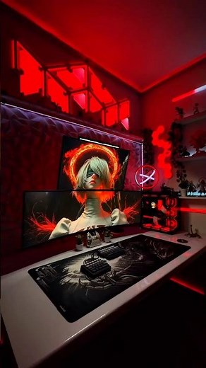 11/10 red asthetic Gaming setup tour 🔴#wallpaperengine #livelywallpaper #tech #fyp