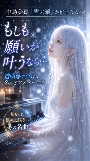 中島美嘉「雪の華」が好きな人へ｜もしも願いが叶うなら…透明感で泣ける冬のピアノバラード #透き通る歌後 #泣ける曲