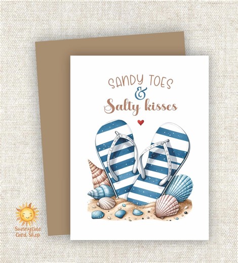 Flip Flop Sandals Summer Beach Card – Sandy Toes and Salty Kisses - Etsy