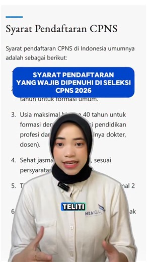 Syarat Pendaftaran CPNS 2026 CPNS 2026 belum dibuka, tapi pejuang sejati udah mulai latihan dari sekarang! Kamu mau jadi penonton atau pemenang? 🎯 Gabung GRATIS ke Grup CPNS 2026 di JadiASN Dapatkan update resmi, soal prediksi, dan kesempatan ikut Try Out Akbar bareng ribuan peserta! ⚠️ Kuota grup terbatas — jangan tunggu sampai penuh! 📲 Klik link di bio dan pastikan kamu salah satu yang siap dari awal! #syaratpendaftarancpns2026 #syaratdaftarcpns #syaratdaftarcpns2026 #cpns2026 #daftarcpns202