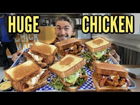I TRIED TO EAT THE BIGGEST CHICKEN SANDWICH CHALLENGE IN NEW YORK! Joel Hansen