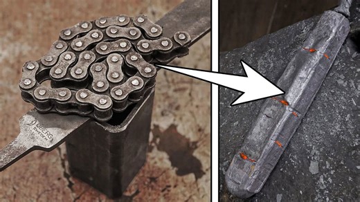 I forged a knife from chains and steel 🔥