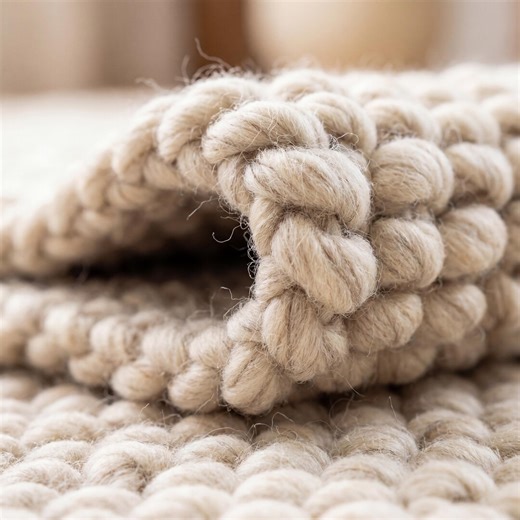 Chunky Wool Knit Neutral Area Rug, Thick Textured Loop Rug, Cozy Scandinavian Minimalist Floor Rug - Etsy