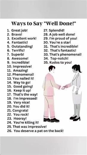 Other ways to say "Well Done" English language. Learn English. English Lesson.#vocabulary #education