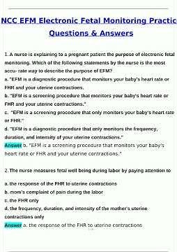 NCC EFM Electronic Fetal Monitoring Practice Exam Latest 2025 2026 Most Comprehensive Qs Ans to P