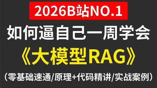 【全168集】目前B站最全最细的大模型RAG教程！2026前瞻版，三天从入门到精通，理论 代码讲解，并结合实战案例带你彻底搞清大模型RAG，零基础从入门到入职！