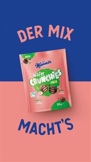 Du musst dich nicht entscheiden: Der Mix macht's! 🍫💪 Chillen oder Gym? Milch- oder dunkle Schokolade? Beides! Die Wafer Crunchies vereinen das Beste aus beiden Welten. 🫂 | Manner