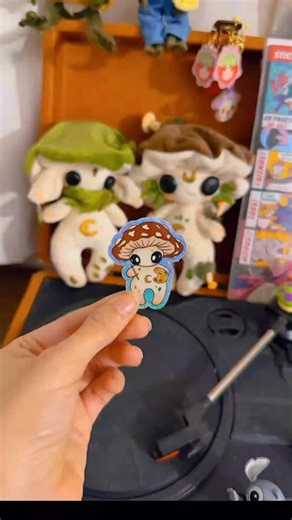 🌜Nikita🍄 Fantasy/surrealism artist on Instagram: "Lua Sticker (Pixie dust glitter)🍄 . . . . . . . . . . . #mushroomart #christmasgiftidea #mushroom #smallbusiness #stickerart"