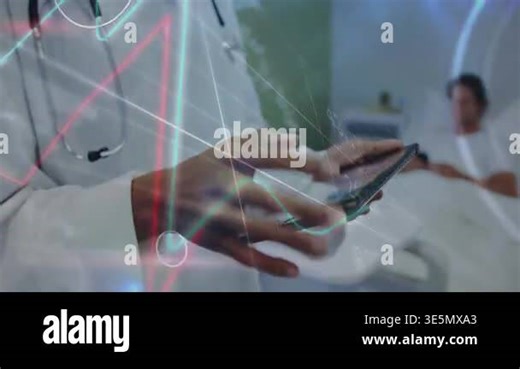 Animation of data processing over african american female doctor using tablet. Global medicine, healthcare, computing and digital interface concept digitally generated video Stock Video Footage - Alamy
