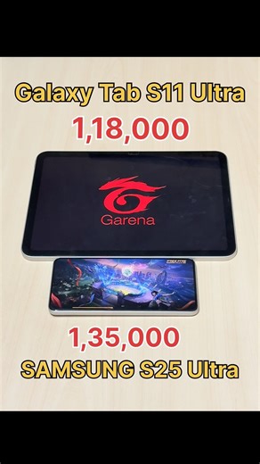 SAMSUNG S25 Ultra vs SAMSUNG Tab S11 Ultra 😈 4GB RAM vs 8GB vs 90FPS vs 120FPS #shorts #freefire
