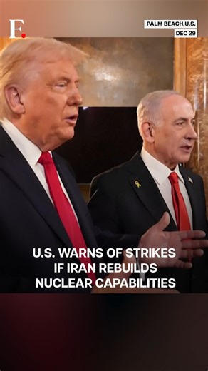 Firstpost on Instagram: "#FPReels: Florida: Trump Meets Israeli PM Netanyahu, Threatens Iran On December 29, US President Donald Trump met Israeli Prime Minister Benjamin Netanyahu at Trump’s Mar-a-Lago resort in Florida during Netanyahu’s fifth US visit since Trump’s inauguration. The two leaders displayed strong unity on Middle East policy, with Trump warning that Hamas must disarm or face severe consequences, backing Israel’s actions in Gaza, and threatening fresh military strikes if Iran reb