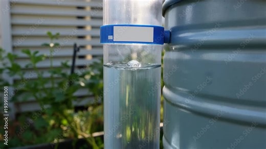 Water level indicator on a rainwater tank filling up