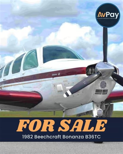 For Sale 1982 Beechcraft Bonanza B36TC 50th Anniversary Edition by Carolina Aircraft Price: USD $309,000 Located in Greensboro North Carolina USA (N57TW) with 3,485 hrs TT. Featuring a TSIO-520UB turbocharged engine with 301 hrs since top overhaul, Garmin GNS-430W WAAS, GTX-345 ADS-B In/Out, GMX-200 moving map, Century 41 autopilot with flight director, built-in oxygen, and new plush leather interior. Complete logs, no damage history, excellent paint, and includes Bonanza School. Find more at: h