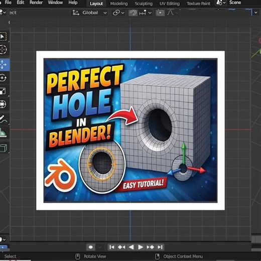 How to Make a Perfect Circle Hole in Blender #blender #shorts #blender3d