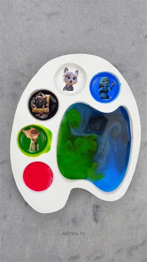 Zootopia Characters Color Mixing Paint Palette Art #zootopia #satisfyingvideo #asmr #colortheory