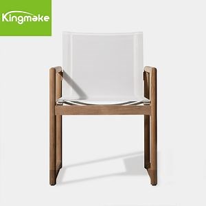 [Hot Item] Luxury Outdoor Teak Furniture Textilene Fabric Garden Dining Chair for Restaurant