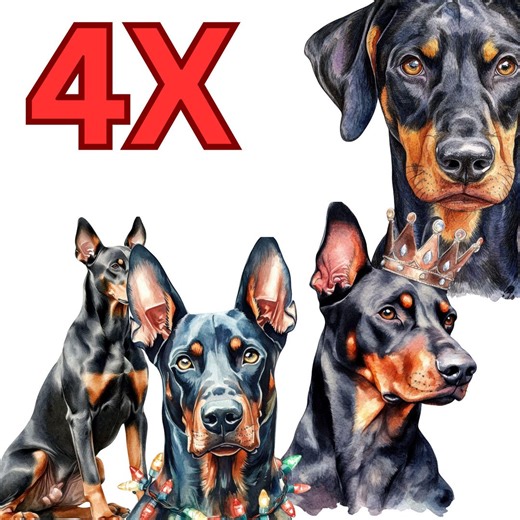 Cool Doberman Car Stickers (4 Pieces) – 9 X 9 Cm for Rear Window & Laptop | Dog Sticker Set | Vinyl Guard Dog | Gift for Owners - Etsy
