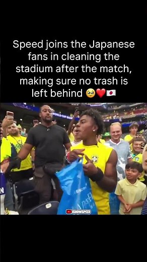 Why is IShowSpeed cleaning up a stadium? 🇯🇵👀​ #ishowspeed #worldcup #japan #wholesome #shorts