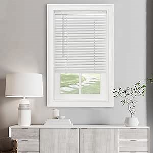 Cordless Light Filtering Mini Blinds for Indoor Windows - 29 Inch Width, 64 Inch Length, 1" Slat Size - Pearl White - Cordless GII Morningstar Window Blinds for Interior by Achim Home Decor