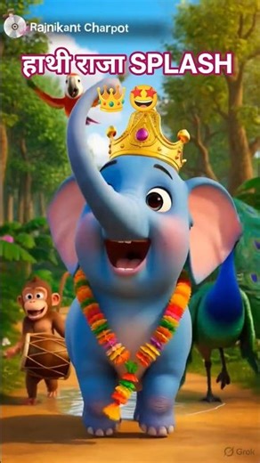 Hathi Raja Kahan Chale 🐘👑😂 | Funny Elephant Splash #shorts #hathiraja #hathidada #nurseryrhymes #ai