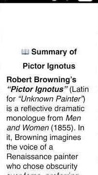 Pictor Ignotus Summary